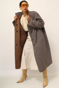 Treanch coat dupla face bege e xadrez vintage na internet