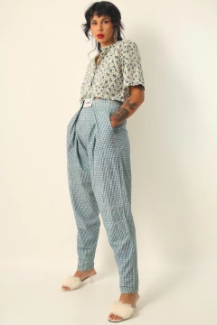 Calça xadrez regula cintuta barbie vintage