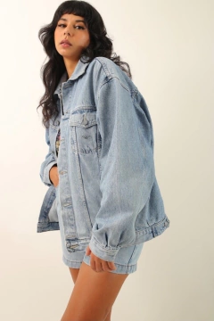 Jaqueta jeans bordado Hang Loose - Capichó Brechó