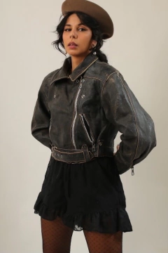 Jaqueta couro biker M’OFFICER vintage - loja online