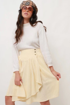 saia cintura alta algodao cru vintage