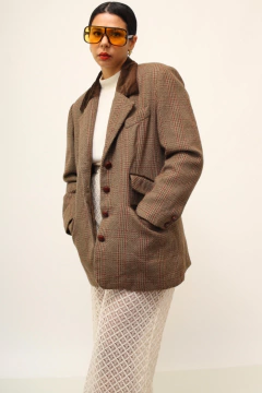 Blazer marrom Lã com gola veludo - comprar online