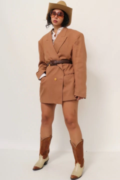 Blazer 100% linho marrom over vintage - loja online