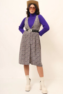 Vestido viscose estampa flores vintage - comprar online