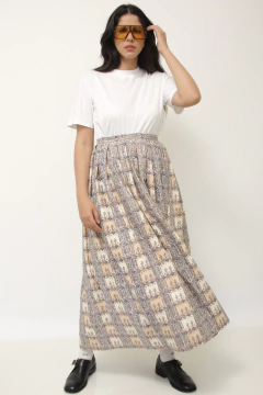 Saia estampada vintage midi moletom flores - loja online