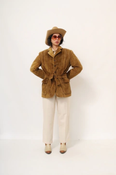 Casaco camelo 70´s hollywood estampa forro - comprar online