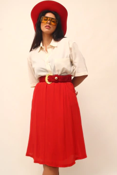 Saia cintura mega alta vermelha gode na internet