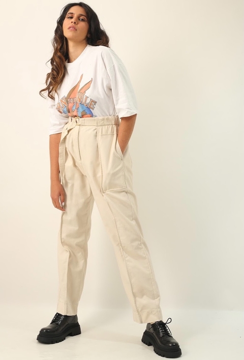 Calça cintura alta AMARO creme