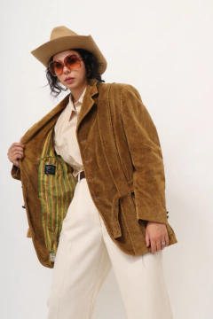 Casaco camelo 70´s hollywood estampa forro - loja online