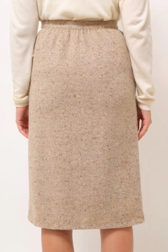 Saia lã forrada cintura alta midi floquinho - loja online