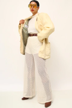 Blazer linho bege forrado vintage - comprar online