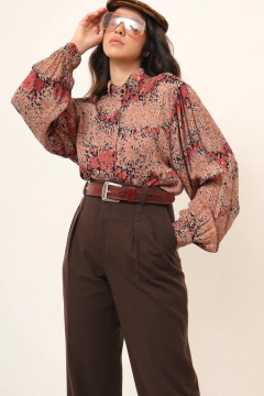 Camisa western manga bufante estampa vintage levinha - Capichó Brechó