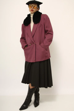 Blazer roxo gola pelucia removivel forrado - Capichó Brechó