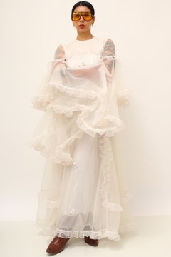 Vestido noiva 70´s vintage manga fada - Capichó Brechó