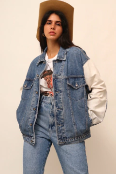 Jaqueta jeans bicolor NICOBOBO - Capichó Brechó