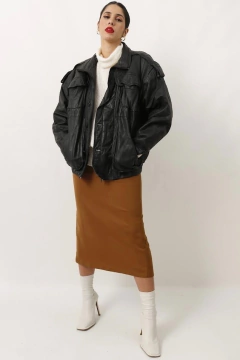 Jaqueta couro preta bomber forrada vintage C.G.C - comprar online