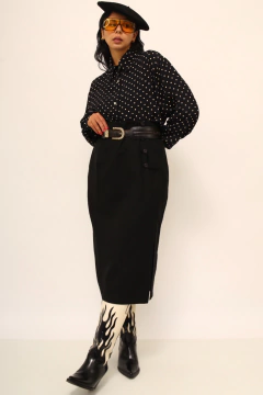 Saia cintura alta midi fenda - loja online