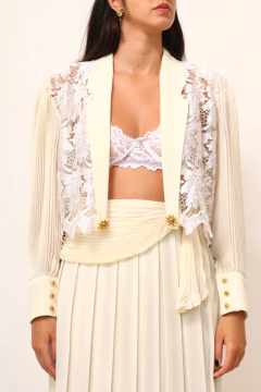 Conjunto made in FRANCE Saia plissada + cropeed renda - comprar online