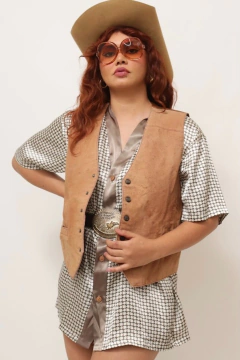 colete couro costas cetim vintage - loja online