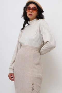 Blusa gola alta botões gola textura vintage - loja online