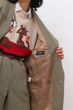 conjunto YSL verde oliva calça + blazer na internet