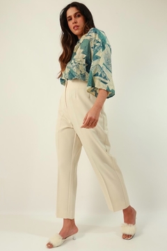 camisa seda estampada vintage ampla - loja online