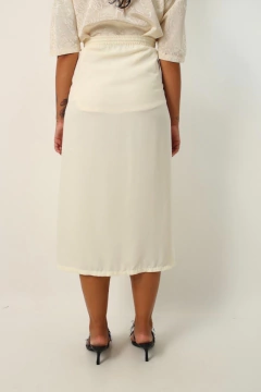 saia midi off white traNspassada botão ouro
