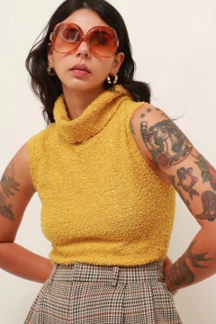 Gola alta verde limão vintage felpuda