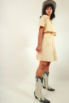 vestido estampado amarelo verão 94’s - Capichó Brechó