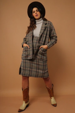 cojunto xadrez saia + blazer vintage - Capichó Brechó