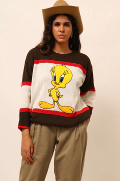 Pulover PIU PIU marrom com off vermelho - comprar online