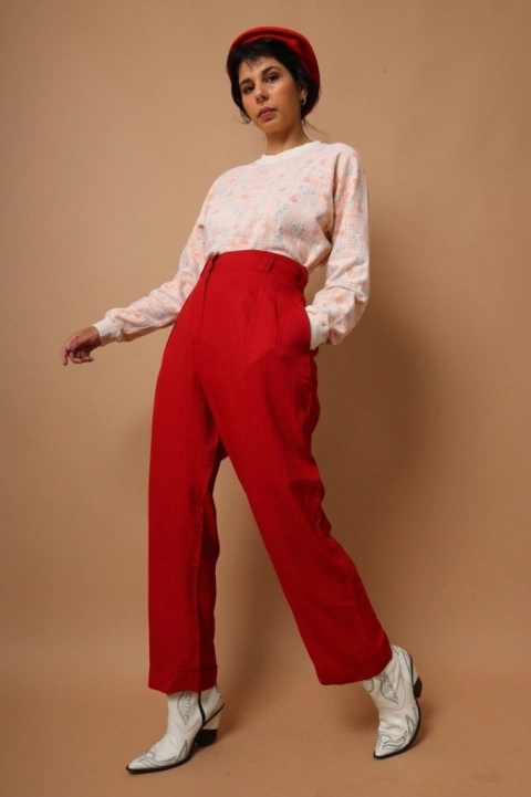 calça cintura mega alta crepe reta