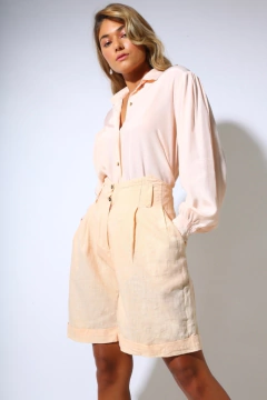 bermuda rami cintura mega alta salmão