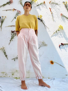 calca sarja cintura mega alta def listras barra - comprar online