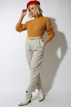 calça alfaiataria poliester viscose cintuta alta - Capichó Brechó