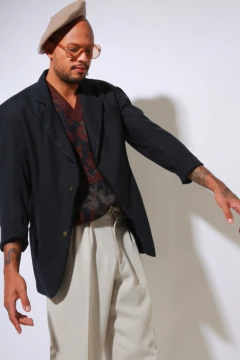 blazer ombreira marinho botoes dourado