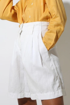 bermuda linho branca cintua mega alta na internet