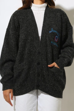 cardigan manga bufante bordado frente costas - comprar online