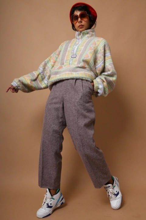 calça alfaiataria color cintura alta viscose