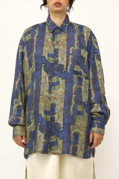 CAMISA 100% SEDA vintage verde - Capichó Brechó