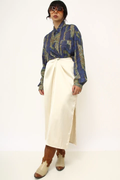 CAMISA 100% SEDA vintage verde