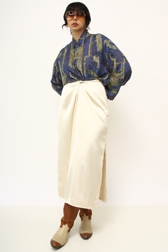 CAMISA 100% SEDA vintage verde - comprar online