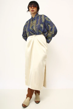 CAMISA 100% SEDA vintage verde - comprar online