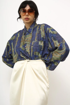 CAMISA 100% SEDA vintage verde