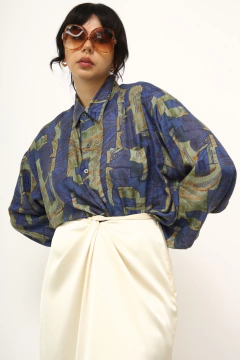 CAMISA 100% SEDA vintage verde - loja online