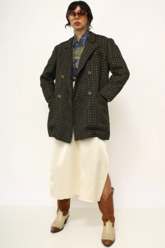 Blazer verde vintage forrado det dourado