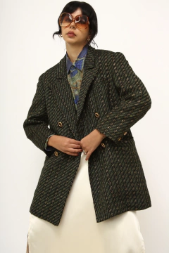 Blazer verde vintage forrado det dourado