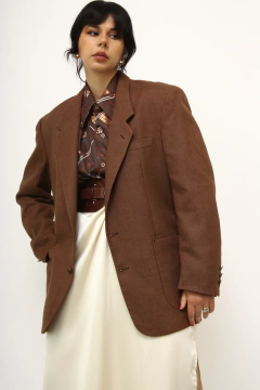 Blazer YSL vintage 100 % linho marrom - Capichó Brechó
