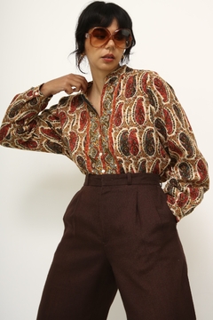 Camisa estampada gola padre vermelha - comprar online