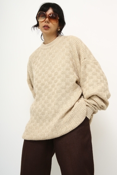 Maxi tricot bege vintage - loja online